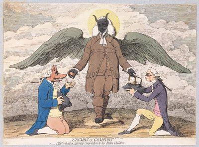 A kényelem morzsái, avagy a bukott gyermekeinek vigasztaló régi ortodoxok, kocsma. 1782 (kézzel színezett metszet) alkotó: James Gillray