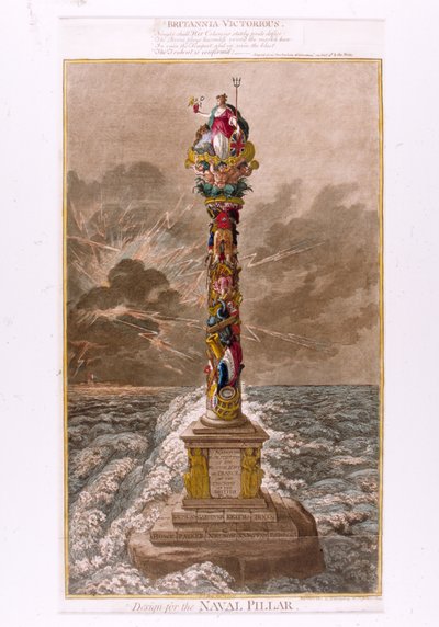 Terv a haditengerészeti oszlophoz, 1800 (színes rézkarc) alkotó: James Gillray