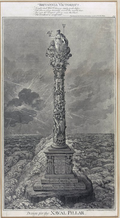 A "Britannia Victorious" haditengerészeti oszlop tervrajza 1800-ból, James Gillray (1757-1815) metszete. alkotó: James Gillray