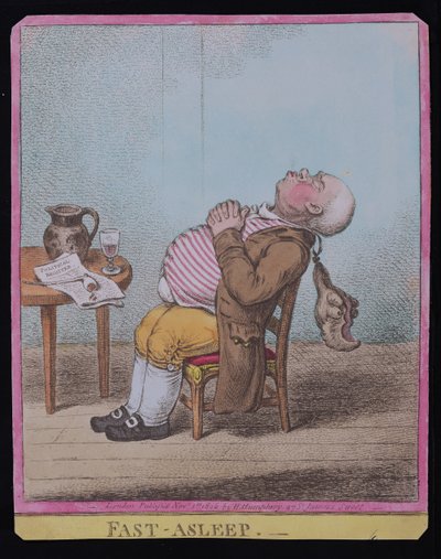Fast Asleep, Hannah Humphrey adta ki 1806-ban (kézzel színezett rézkarc) (lásd még: 189789) alkotó: James Gillray