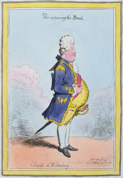 A fajta javítására, Wirtembergben készült vázlat, kiadta Hannah Humphrey 1796-ban (kézi színezett metszet). alkotó: James Gillray