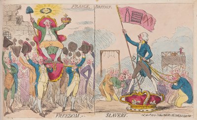 Franciaország Szabadság, Nagy-Britannia Rabszolgaság, pub. 1789 (kézzel színezett metszet) alkotó: James Gillray