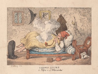 Német luxus vagy Repos a LAllemande, pub. 1800 (kézzel színezett gravírozás) alkotó: James Gillray