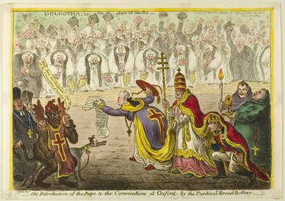 A pápa bemutatása az oxfordi konvokációnak Broad-Bottom bíboros által alkotó: James Gillray