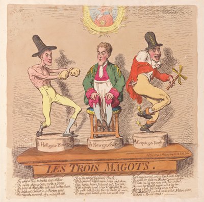 Les Trois Magots, pub. 1791 (kézzel színezett metszet) alkotó: James Gillray