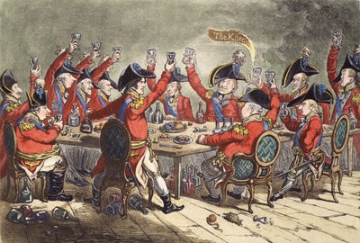 "Hűséges lelkek – avagy kukucskálás a St. James Messroomba", 1797 alkotó: James Gillray