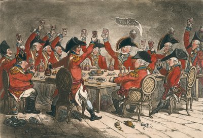 Loyal Souls, avagy egy pillantás a Szent Jakab étkezdébe, kiadta Hannah Humphrey 1797-ben (kézi színezett metszet). alkotó: James Gillray