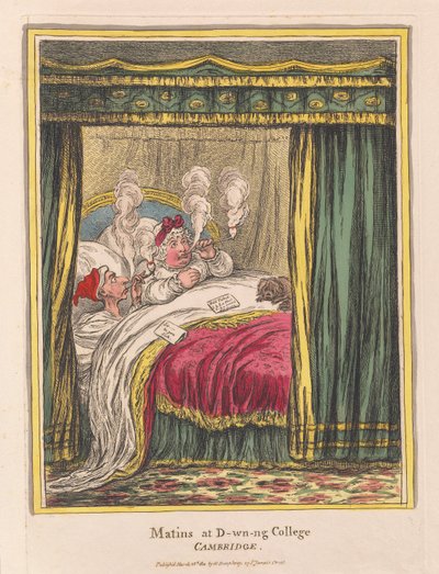 Matins és D-wn-ng College, Cambridge, pub. 1810 (kézzel színezett metszet) alkotó: James Gillray