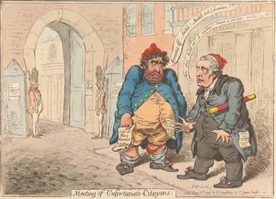 Szerencsétlen polgárok találkozója. „Két kegyvesztett hazafi megdöbbenése” alkotó: James Gillray
