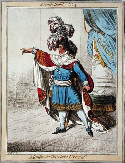 Membre du Directoire Executif, Hannah Humphrey által 1798-ban kiadott „French Habits” 4. lemeze (színes rézkarc) alkotó: James Gillray
