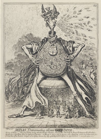 Midas, Mindent aranypapírrá alakítva, 1797 alkotó: James Gillray