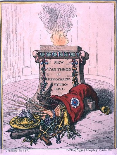 A Demokratikus Mitológia Új Panteonja, Hannah Humphrey 1799-ben (kézzel színezett rézkarc) alkotó: James Gillray