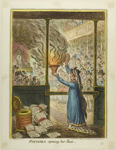 Pandora kinyitja a szelencéjét alkotó: James Gillray
