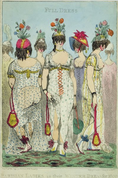 Párizsi hölgyek téli ruhákban 1800-ra alkotó: James Gillray