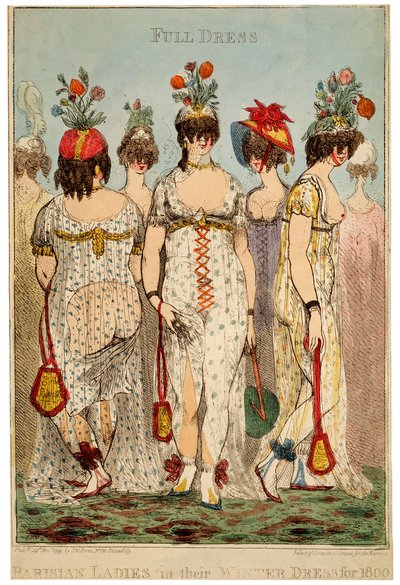 Párizsi hölgyek teljes téli ruhájukban, 1800, 1799. alkotó: James Gillray
