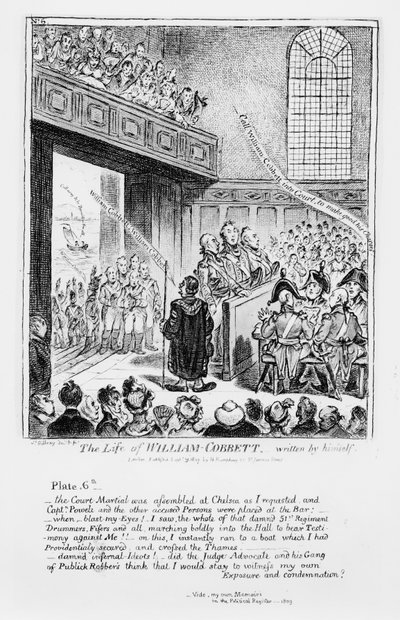 6. tábla, a saját maga által írt "William Cobbett élete" című könyvből, kiadta H. Humphrey, 1809. alkotó: James Gillray