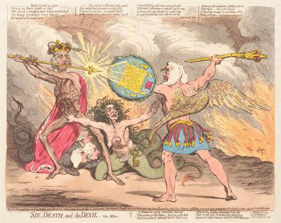 Bűn, halál és ördög, vide Milton alkotó: James Gillray