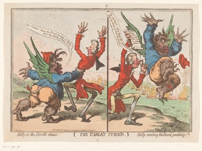 Spotprent, William Pitt és Charles Fox, 1797 Az asztal megfordítva (cím az objektumon) alkotó: James Gillray