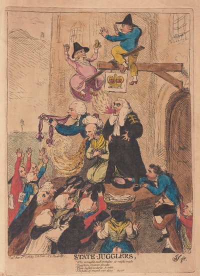 Állami Zsonglőrök, kocsma. 1788 (kézzel színezett metszet) alkotó: James Gillray