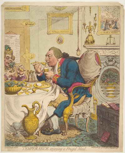 Mértékletesség Takarékos étkezésben, 1792. július 28. alkotó: James Gillray