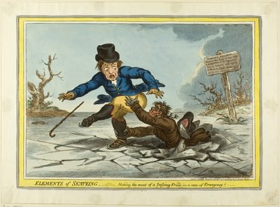 A korcsolyázás elemei: A legtöbbet kihozni egy elhaladó barátból alkotó: James Gillray