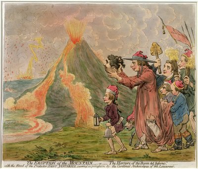 A hegy kitörése, avagy A „Bocca del Inferno rémei” Hannah Humphrey 1794-ben (kézzel színezett rézkarc) alkotó: James Gillray
