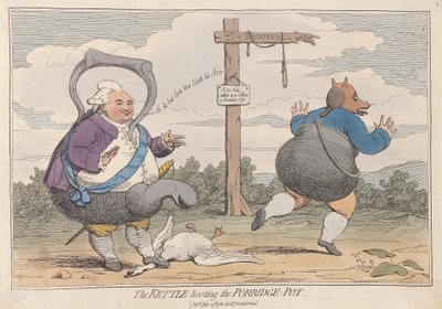 A vízforraló a zabkását üst, kocsma. 1782 (kézzel színezett metszet) alkotó: James Gillray