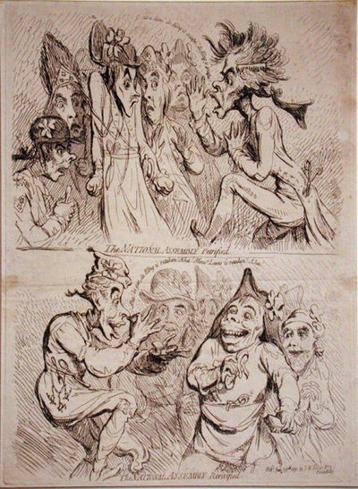 Az Országgyűlés megkövült, és a The National Assembly Revivified, kiadó: S.W. Fores 1791-ben (rézkarc) alkotó: James Gillray