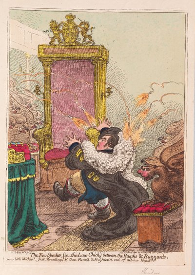 The New Speaker, (azaz a Law-Chick) Hawks és Buzzards között, pub. 1800 (kézzel színezett gravírozás) alkotó: James Gillray