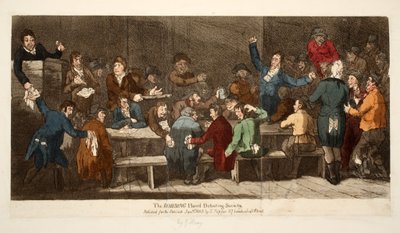 The ROBBING Hood Debating Society, S. Tipper pub, 1809. január 1. (kézzel színezett metszet) alkotó: James Gillray