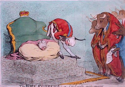 A bőségesen jutalmazott York Reverence vagy City Loyalty, Hannah Humphrey kiadója 1791-ben (kézzel színezett rézkarc) alkotó: James Gillray