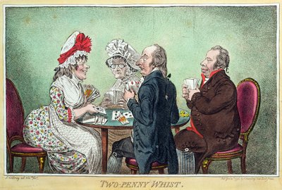 Two-Penny Whist, Hannah Humphrey adta ki 1796-ban (rézkarc, metszet, akvatinta és wc papíron) alkotó: James Gillray