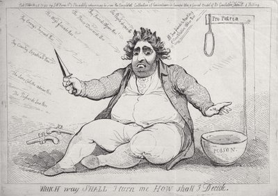 Milyen irányba forduljak, Hogyan döntsek, S.W. Fores 1793-ban alkotó: James Gillray