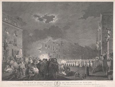 A zavargás a Broad Streeten 1780. június hetedikén alkotó: James Heath