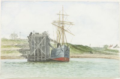 Albert Edward Dokk. Az S.S. Willkarnman (akvarell, testfesték és ceruza papíron) alkotó: James Henry Cleet