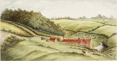 Hedworth Farm (akvarell, testfesték és ceruza papíron) alkotó: James Henry Cleet