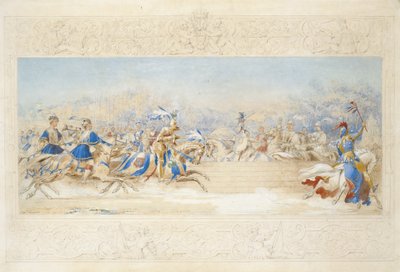 The Joust (ceruza, wc és testfesték, papír) alkotó: James Henry Nixon