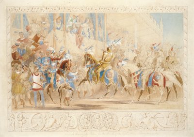 A lovag bemutatása (ceruza, wc és testszín papíron) alkotó: James Henry Nixon