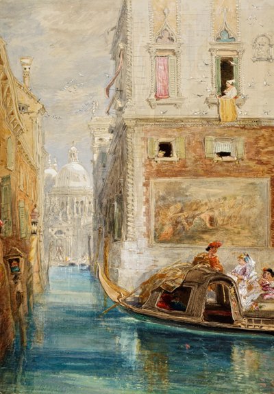 A gondola, Velence, Santa Maria della Salute a távolban alkotó: James Holland