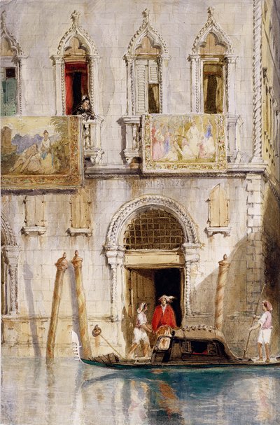 A Palazzo Foscari lépcsőfokai, Velence, 1844 (ceruza, tinta, gouache és wc papíron) alkotó: James Holland