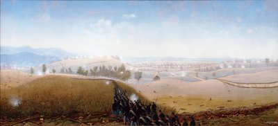 A 7. Maine előrenyomul a konföderációsok testén az "Elsüllyedt úton" (olaj, vászon) alkotó: James Hope