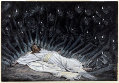 Angyalok jöttek és szolgáltak neki, illusztráció a Krisztus életéhez, 1886-94 (wc és gouache kartonon) alkotó: James Jacques Joseph Tissot
