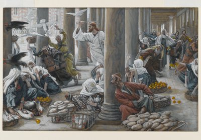 Krisztus kiűzi azokat, akik eladták és vásárolták a templomban, illusztráció a Krisztus életéhez, 1884-96 (wc és gouache kartonon) alkotó: James Jacques Joseph Tissot