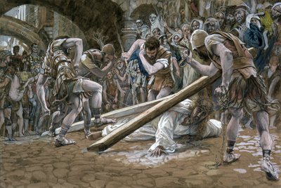Krisztus leesik a kereszt alatt, illusztráció a Krisztus életéhez, 1884-96 körül (wc és gouache kartonon) alkotó: James Jacques Joseph Tissot