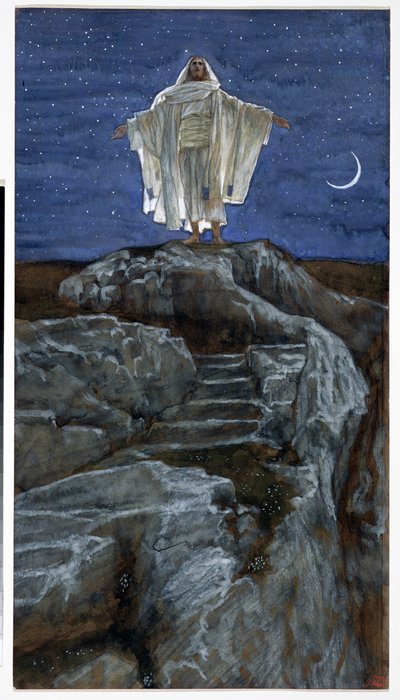 Krisztus egyedül megy ki a hegyre imádkozni, illusztráció: Krisztus élete, 1886-94 (wc és gouache kartonon) alkotó: James Jacques Joseph Tissot