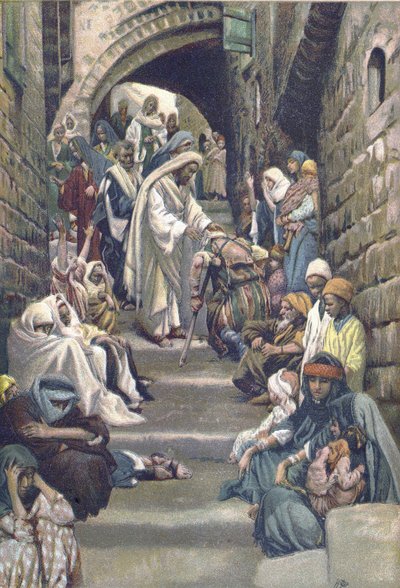 A falvakban a betegeket hozzák hozták - "A mi Urunk Jézus Krisztus életéből" - James Tissot 1899 - La vie de notre seigneur Jézus Krisztus, Jacques Joseph alkotó: James Jacques Joseph Tissot