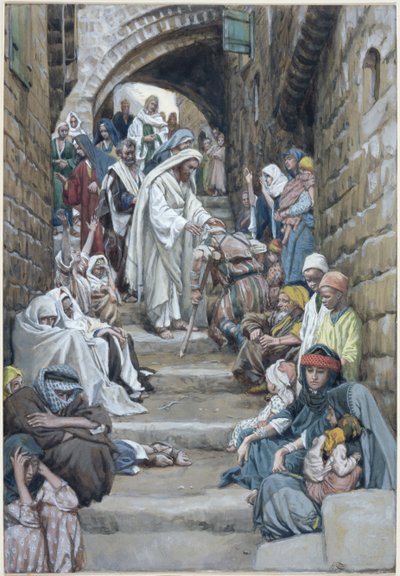 A falvakban a betegeket hozzák hozták, illusztráció: Krisztus élete, 1886-94 (wc és gouache kartonon) alkotó: James Jacques Joseph Tissot