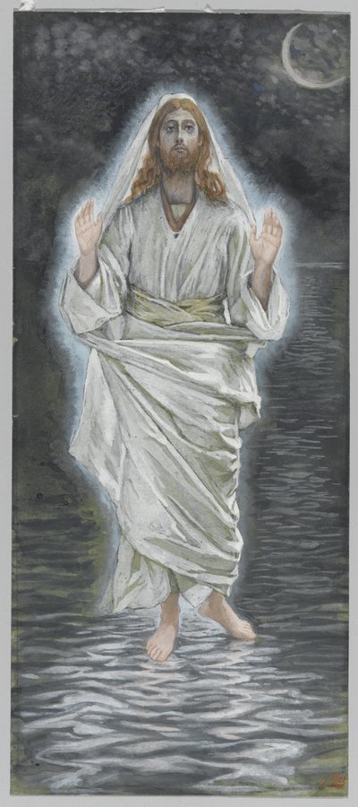 Jézus a tengeren jár, illusztráció a mi Urunk Jézus Krisztus életéből (wc grafit fölött, papíron) alkotó: James Jacques Joseph Tissot