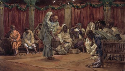 Jézus a tanítványok lábát mosva, illusztráció a Krisztus életéhez, 1886-94 körül (wc és gouache kartonon) alkotó: James Jacques Joseph Tissot