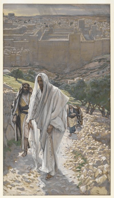 Jézus este Betániába megy, illusztráció az Urunk, Jézus Krisztus élete, 1886-94 című könyvéből (wc grafit fölött, papíron) alkotó: James Jacques Joseph Tissot